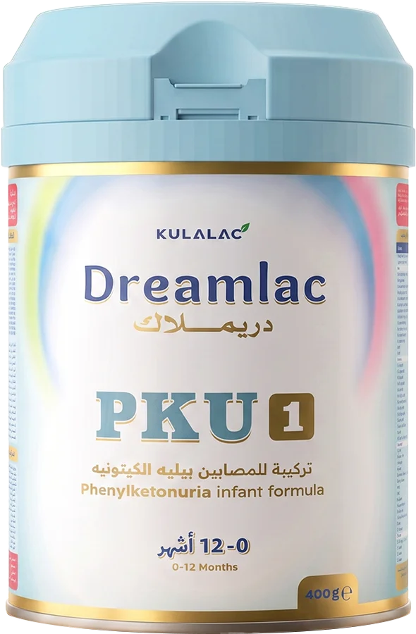 Dreamlac PKU 1 tin — From birth to 12 months; may be used as a complementary food up to 3 years